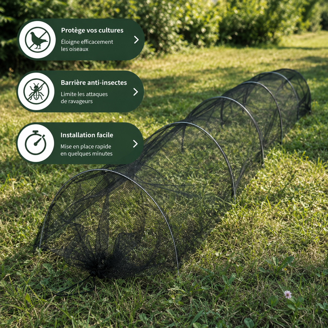 Serre de Jardin Pliable en Maille Noire pour Protection des Cultures