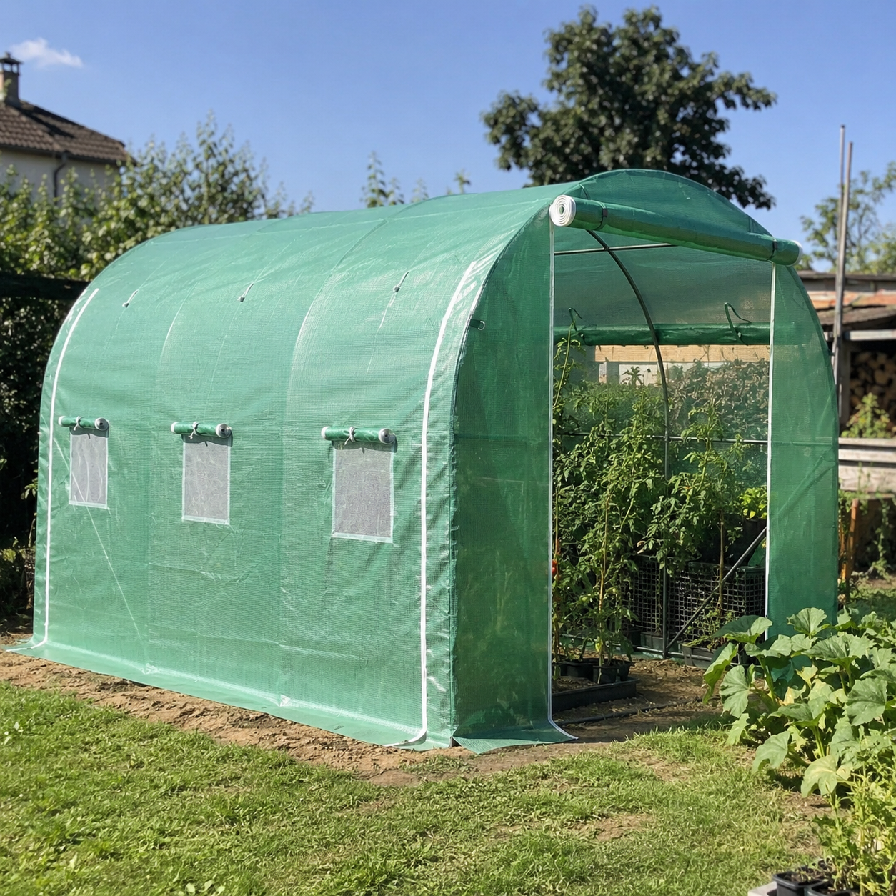 Serre tunnel de jardin 6 m² avec fenêtres moustiquaires | Jardimaf