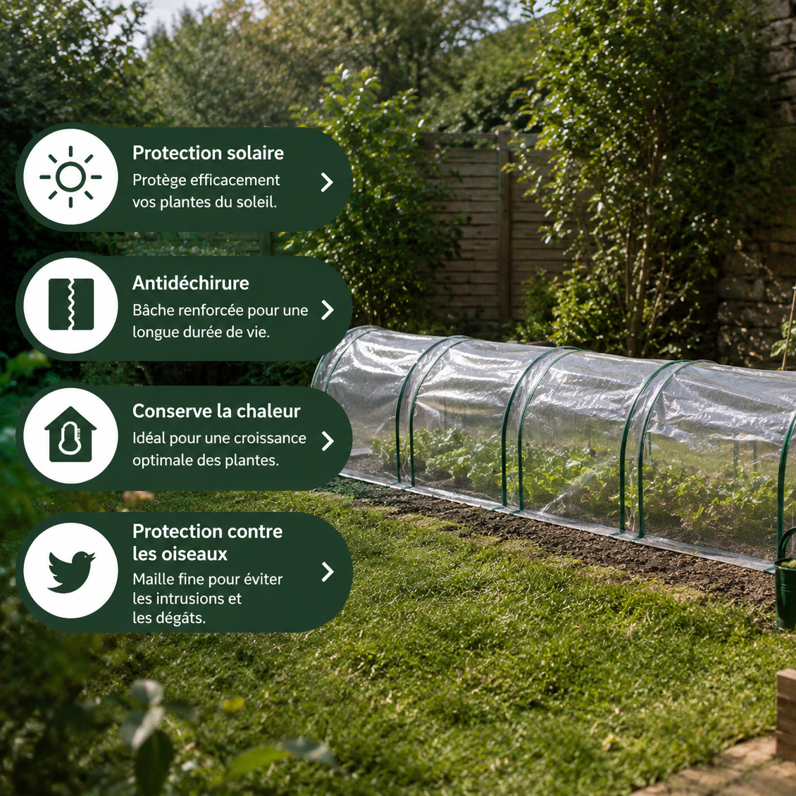 Serre Tunnel de Jardin 395 cm avec 4 Portes Zippées