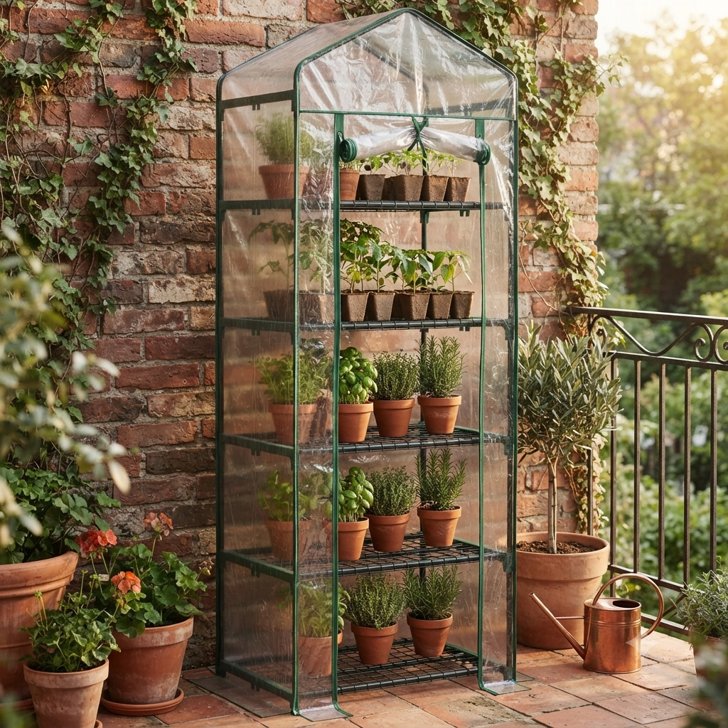 Serre de Jardin Compacte 5 Étagères avec Porte Zippée