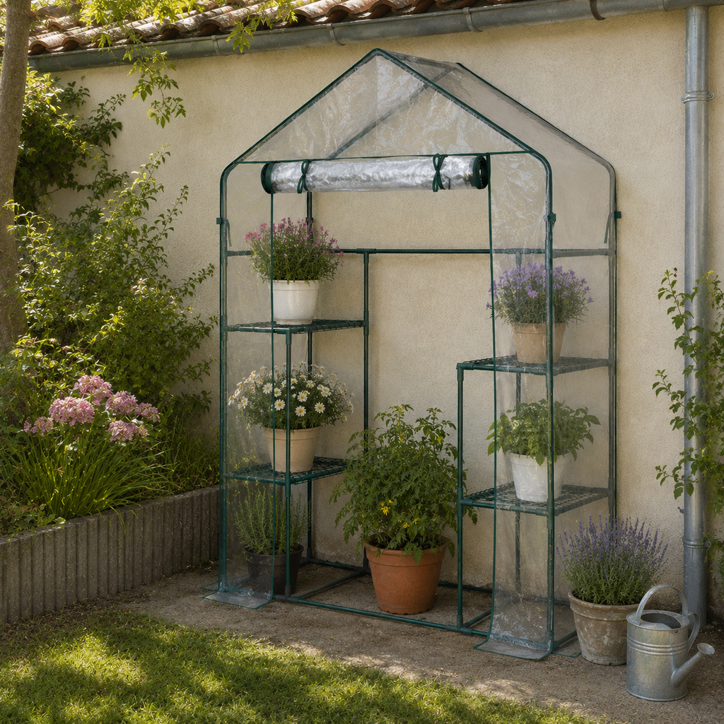 Serre de jardin avec étagères latérales | Jardimaf