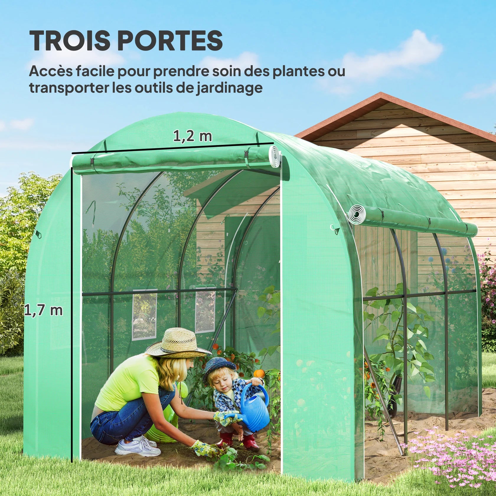 Serre tunnel de jardin 6 m² avec fenêtres moustiquaires | Jardimaf