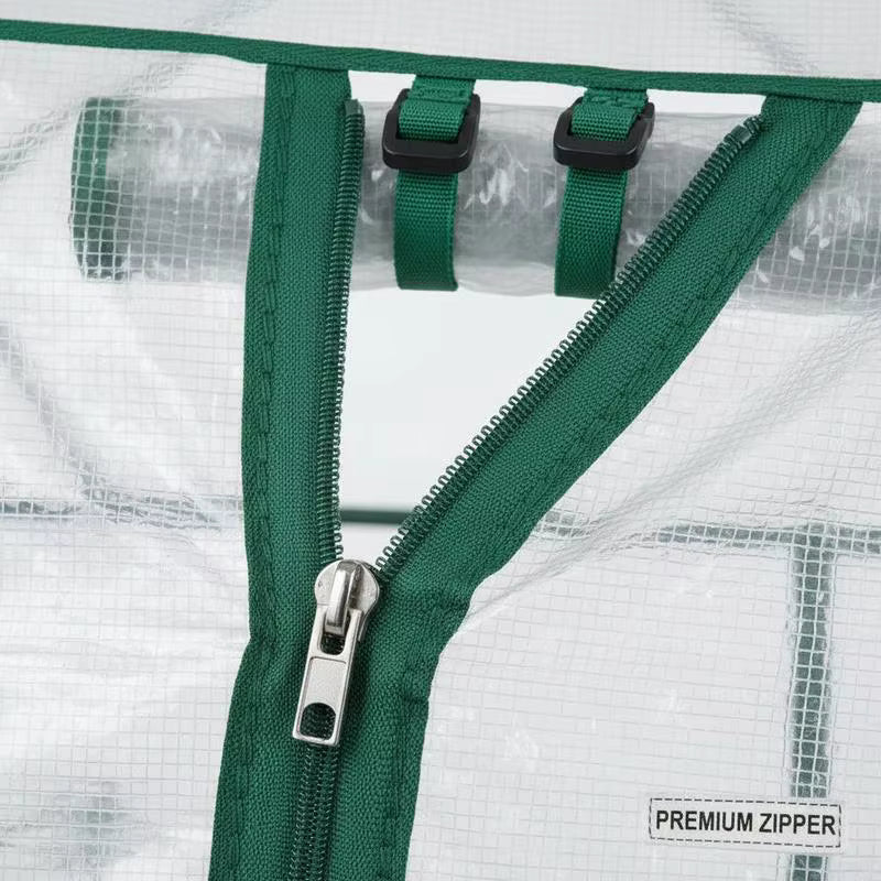 Serre de Jardin 195 cm avec Étagères Latérales et Porte Zippée