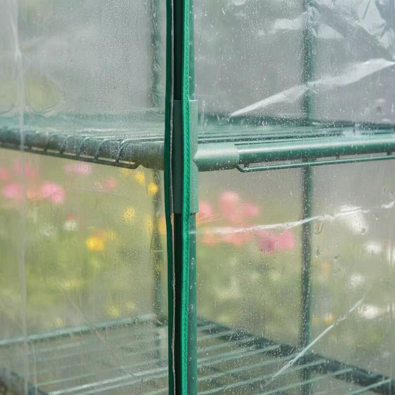 Serre de Jardin 195 cm avec Étagères Latérales et Porte Zippée