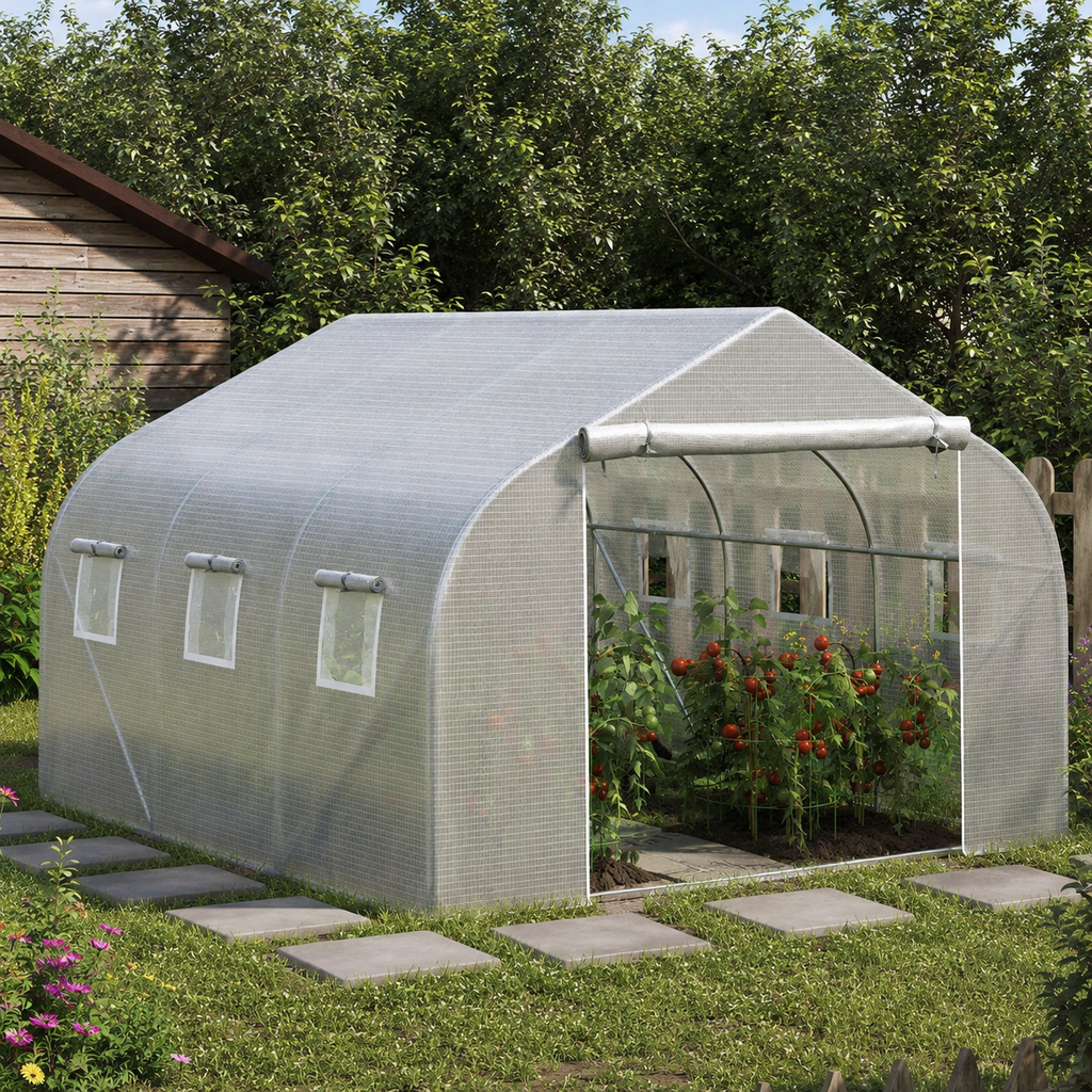 Serre Tunnel de Jardin avec Porte Zippée et Fenêtres Latérales