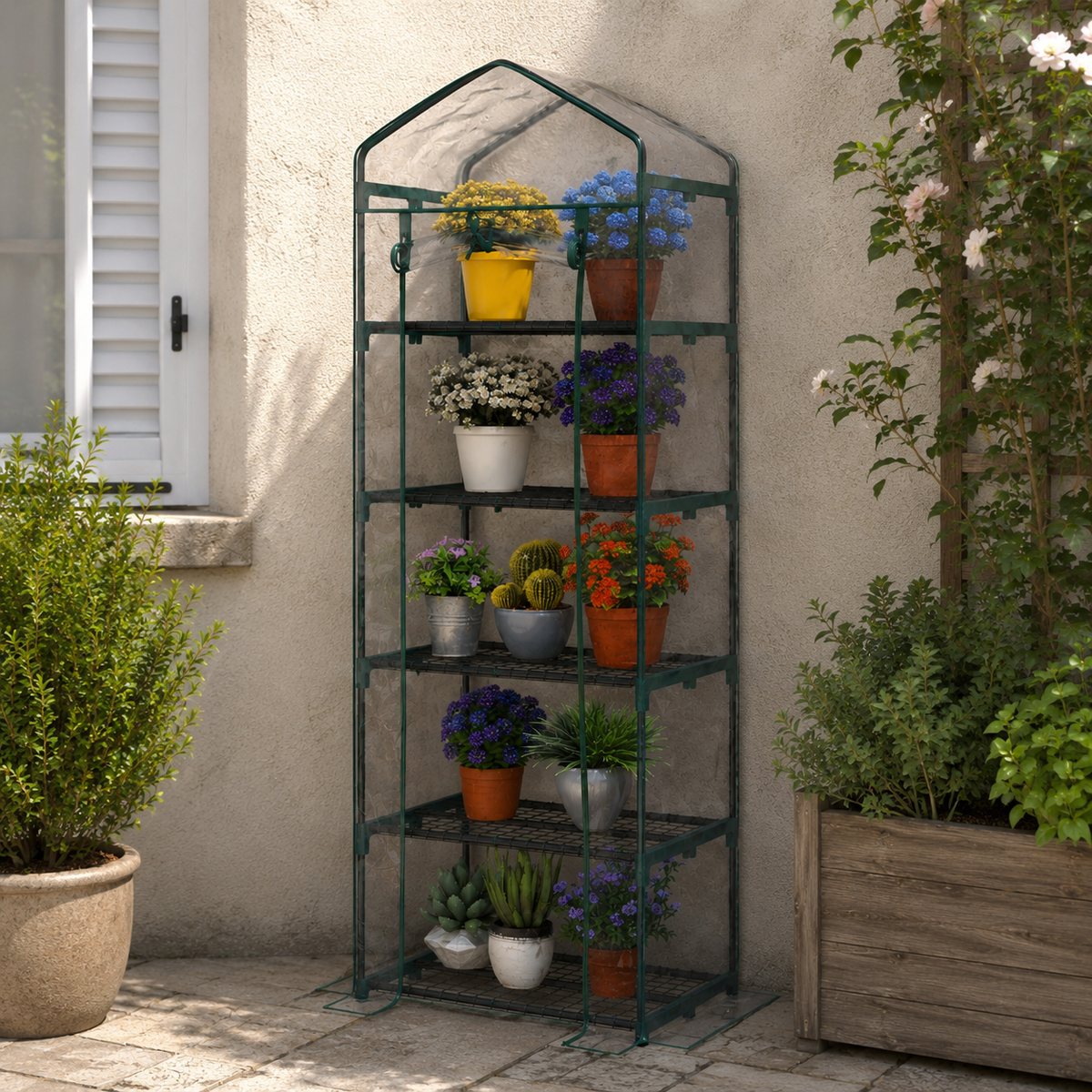 Serre de jardin compacte avec étagères | Jardimaf