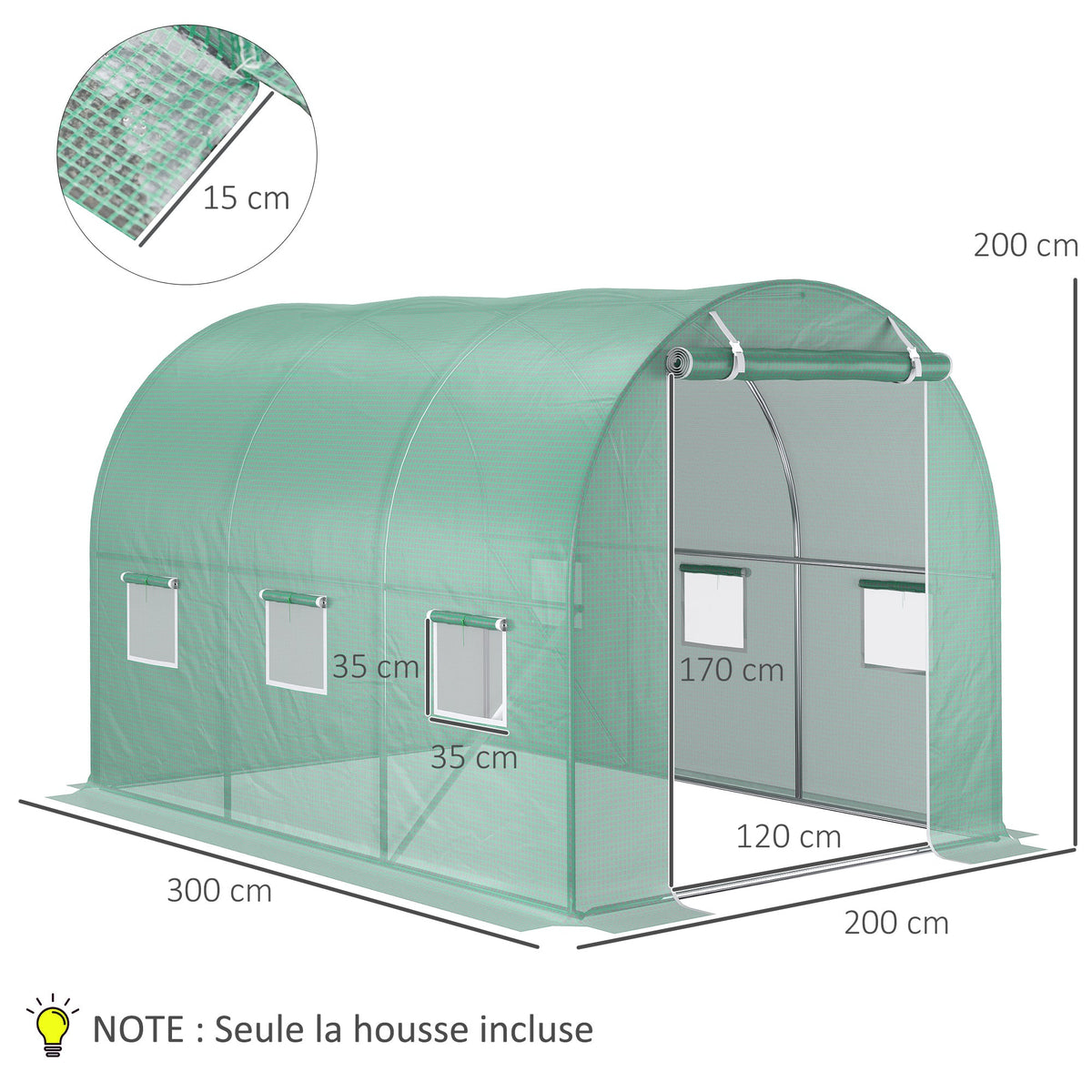Bâche de rechange pour serre tunnel 6 m² | Jardimaf