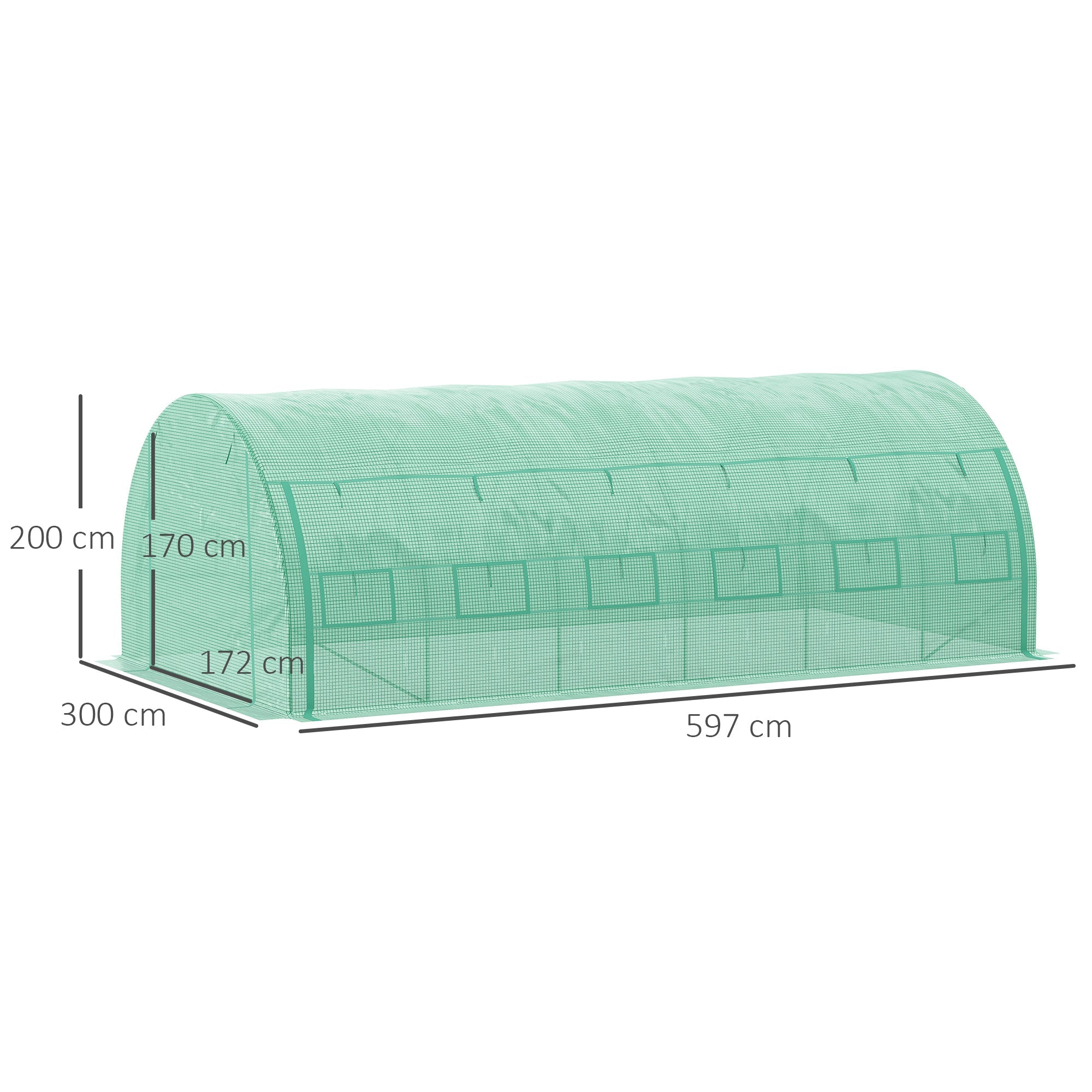Serre Tunnel de Jardin 18 m² avec 12 Fenêtres et Structure Renforcée