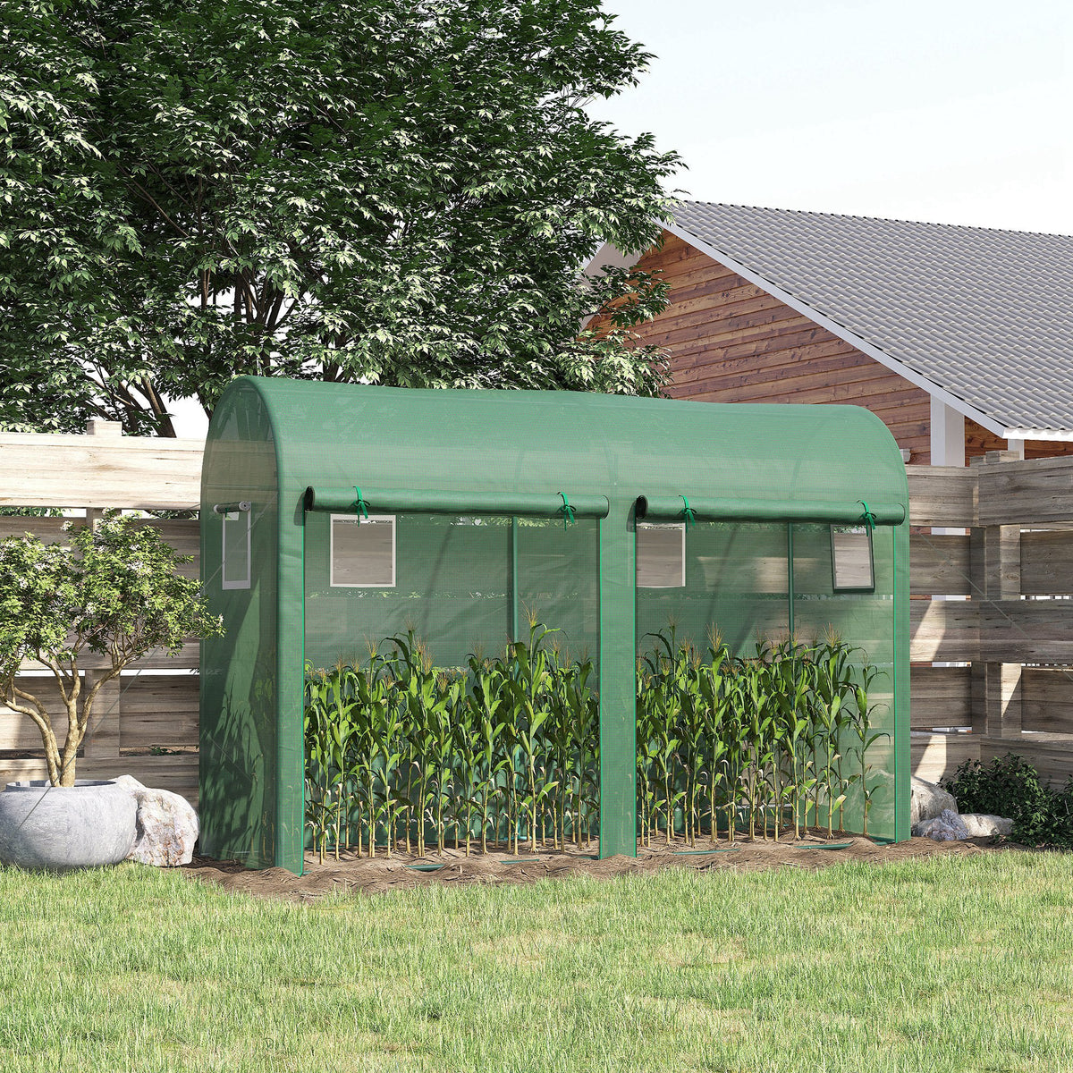 Serre tunnel de jardin avec fenêtres moustiquaires | Jardimaf