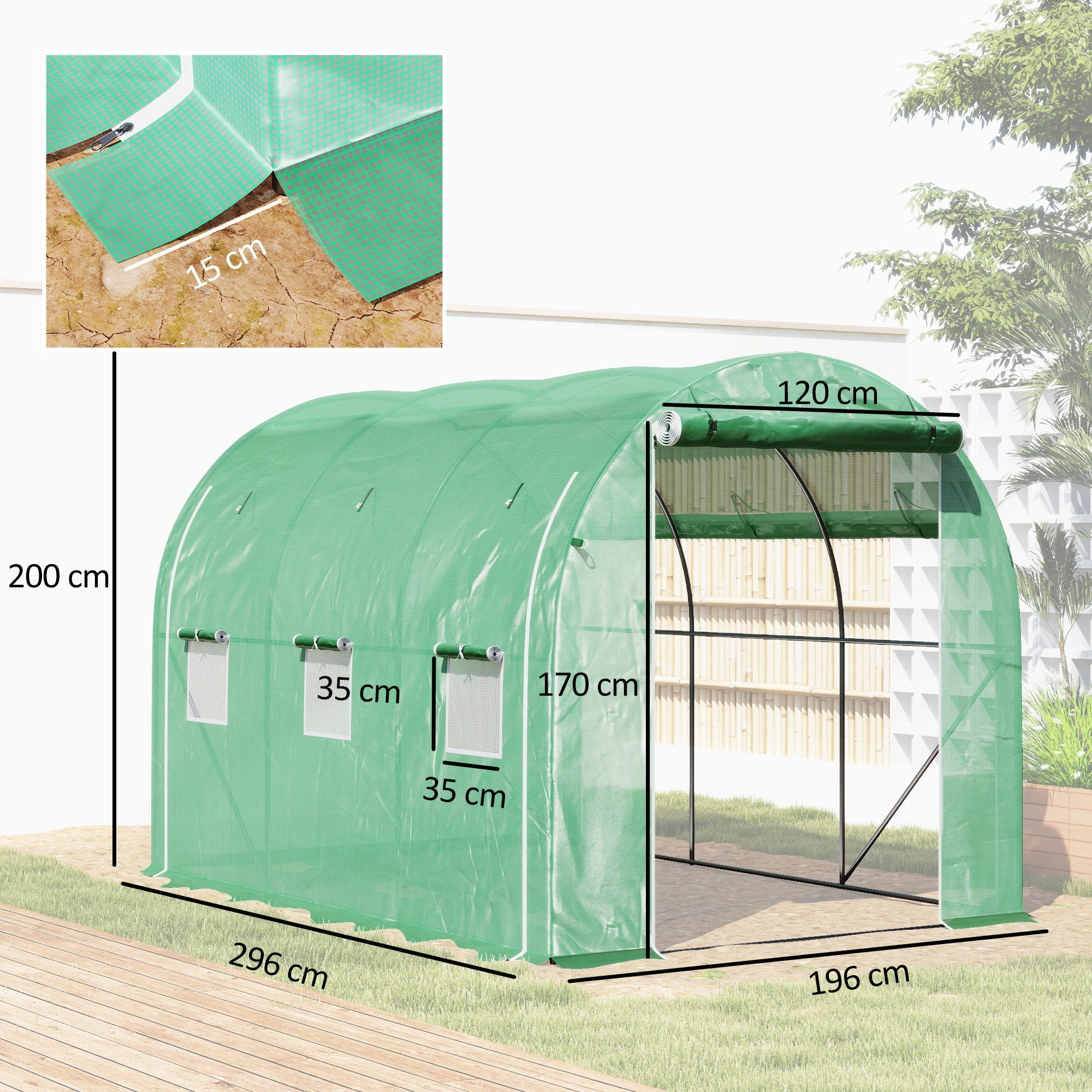 Serre tunnel de jardin 6 m² avec fenêtres moustiquaires | Jardimaf