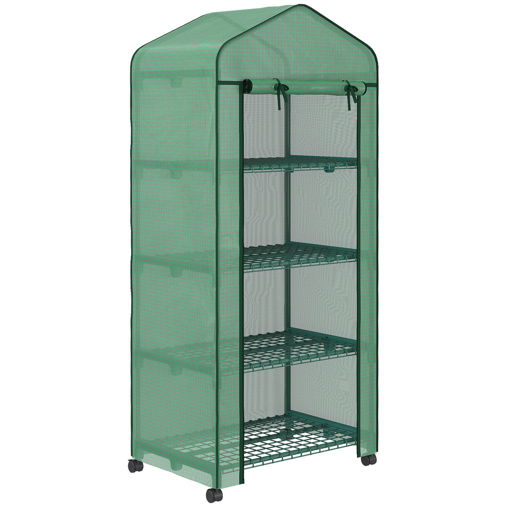 Mini Serre de Jardin 4 Niveaux avec Étagères et Porte Zippée
