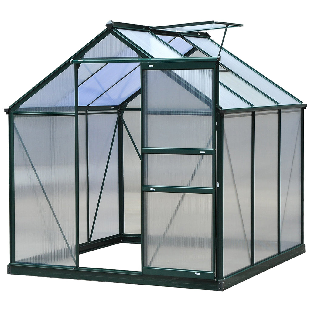 Serre de Jardin en Polycarbonate avec Lucarne et Porte Coulissante