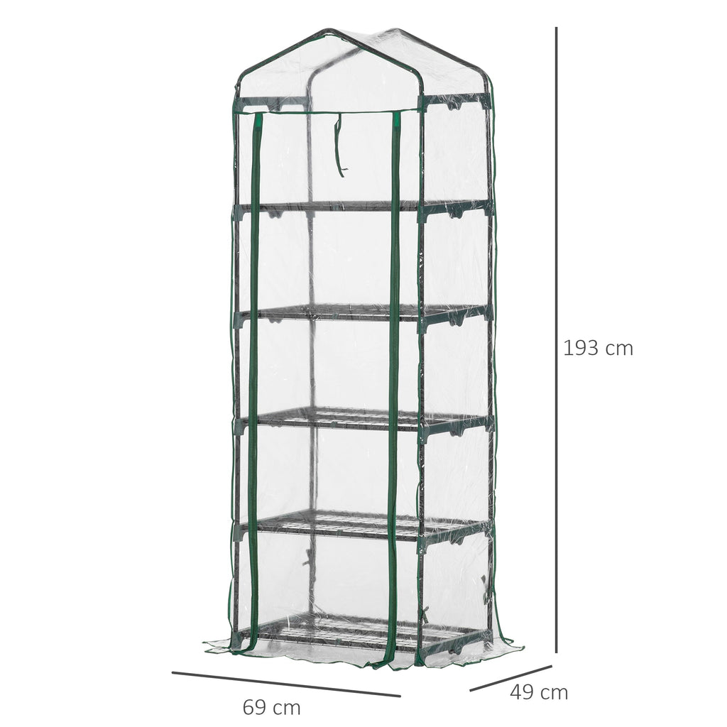 Serre de Jardin Compacte 5 Étagères avec Porte Zippée