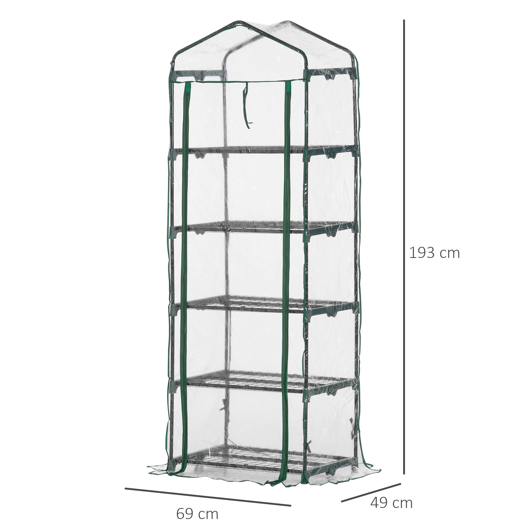 Serre de Jardin Compacte 5 Étagères avec Porte Zippée