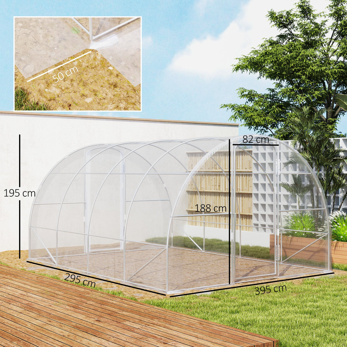 Serre tunnel de jardin 12 m² avec double porte | Jardimaf