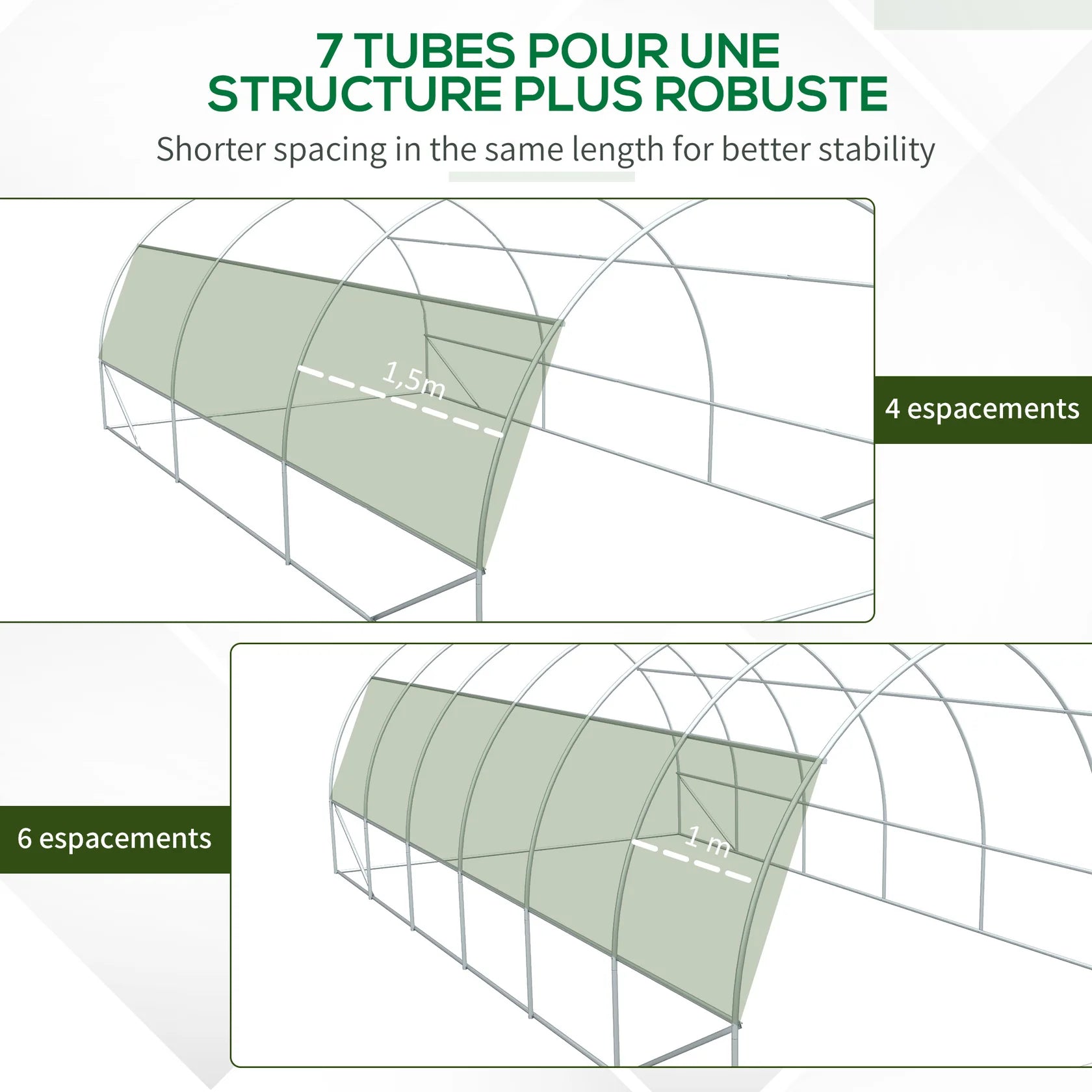 Serre Tunnel de Jardin 18 m² avec 12 Fenêtres et Structure Renforcée